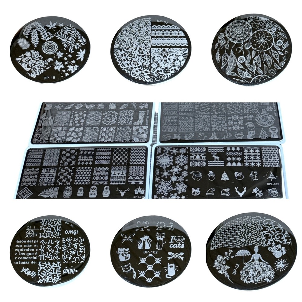 Born Pretty Nail Art Stamping Plate Bundle 10pc Floral Lace Christmas Cat BP BPL
